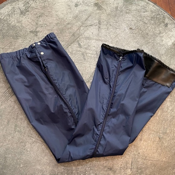 Vintage SKYR Side Zip Nylon Windbreaker Ski Snow Pants Navy Blue Womens Large - Picture 1 of 13
